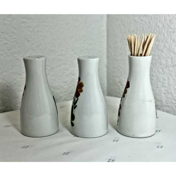 Vintage FRANCO POZZI Ceramic Salt & Pepper Shakers Toothpick Holder ITALY - Picture 2 of 6